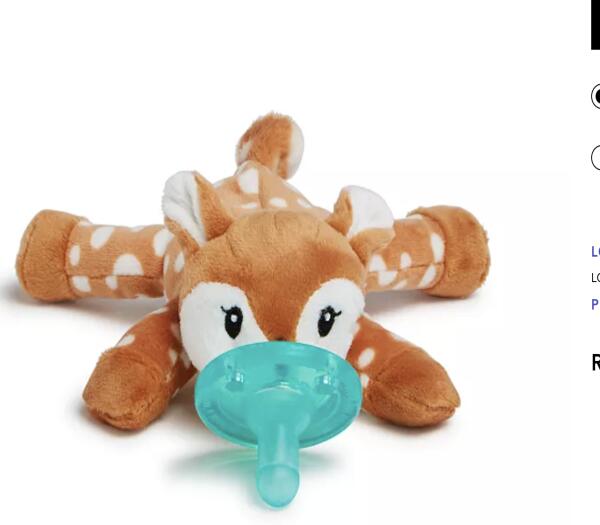 Lost Deer stuffed animal with pacifier