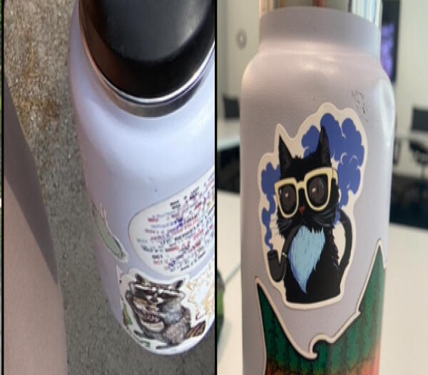 Lost Light purple hydroflask Water Bottle covered in stickers
