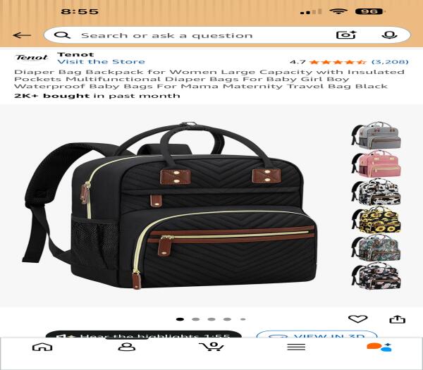 Lost Black diaper bag (stork sac)